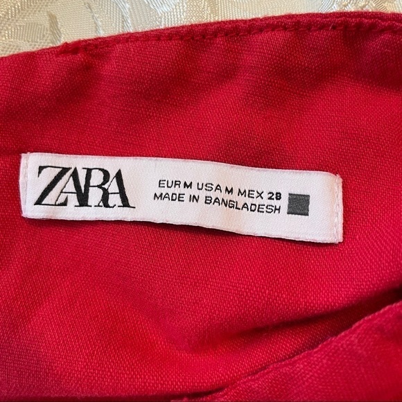 21. Zara Linen Cotton Blend Red Mini Dress - Picture 2 of 6